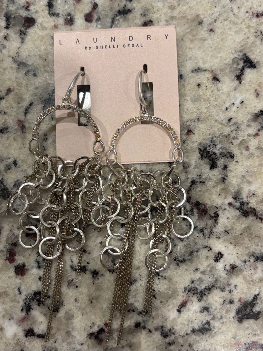 Laundry By Shelli Segal Silver Multi-Chain Dangle Hoop Earrings